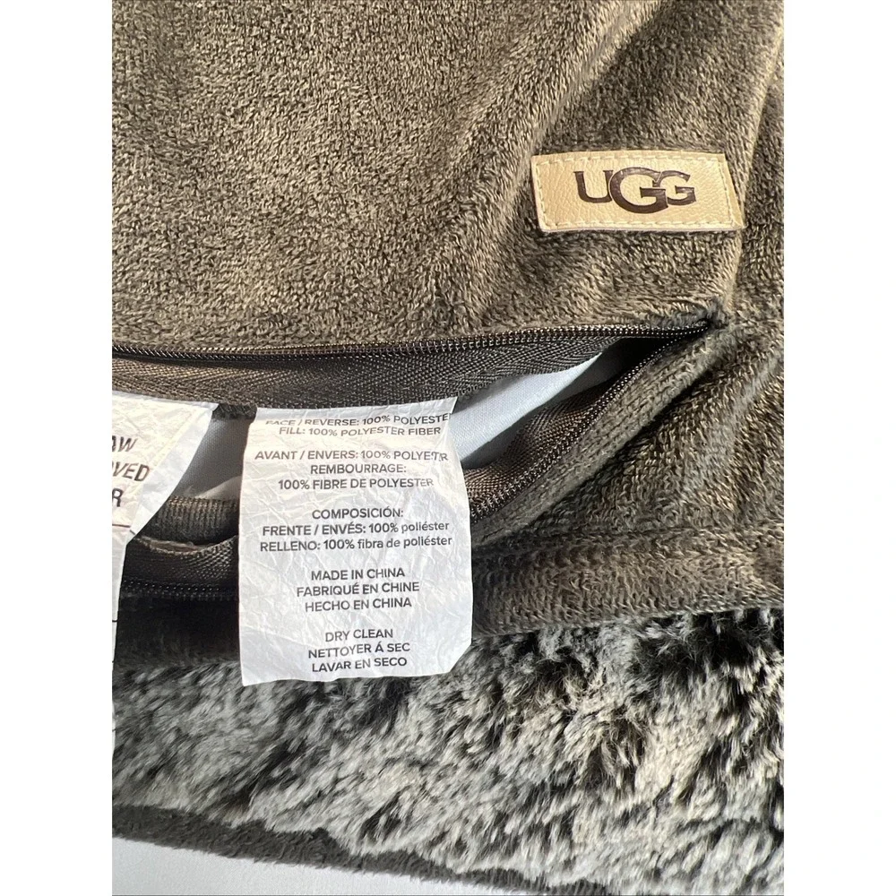 UGG Pillowcase Set of 2 Plush Sherpa Faux Fur with Zipper King Size 20x36 Inches